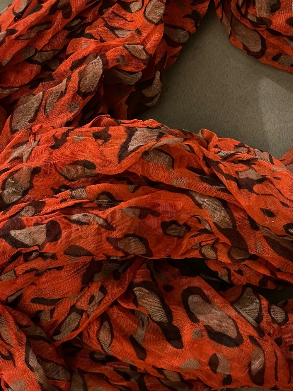 Animal Print Scarf in Orange & Brown